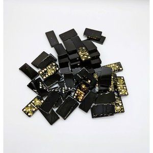 Black Dominoes With Gold Glitter Set of Double Sixes Handmade 28 Tiles